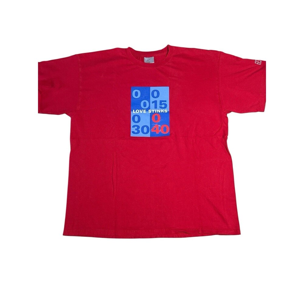 Vintage Nike Love‎ Stinks Challenge Court Graphic T Shirt XL Andre Agassi Tennis